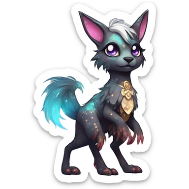 cute Kawaii edgy fantasy animal sparkle fursona Fionbri creature by griffsnuff & LiLaiRa & Falvie full body sticker
