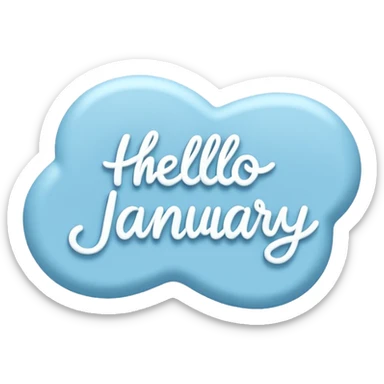 Blue “ hello January “ word light blue and aesthetic  sticker