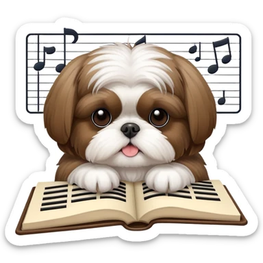 shih tzu writing music score sticker