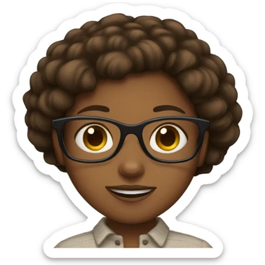 a brown skin girl with brown eyes and glasses  sticker