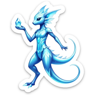 Shiny Exotic Futuristic Colorful Neon-colored Glittery Ethereal Sparkly Amaura-Aurorus-Fakémon-hybrid-creature (full body)  sticker