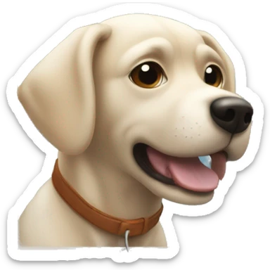 dog gazing through window indoors no tongue  sticker