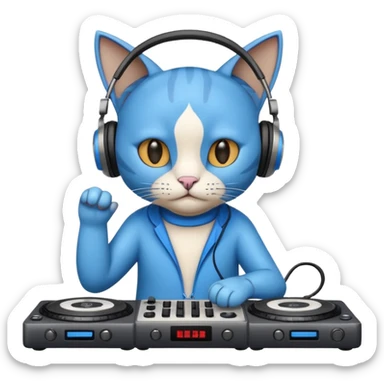 Blue cat dj sticker