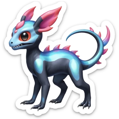 Shiny Duskull-Salandit-Sylveon-Fakémon-hybrid-creature (full body)  sticker