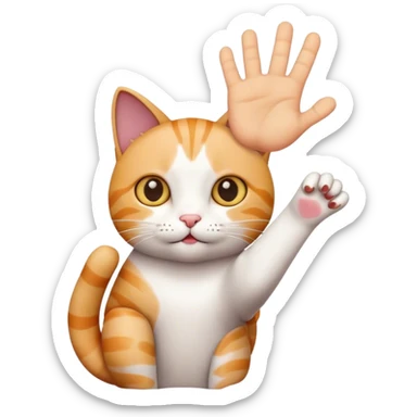 cat with hand reaching sticker