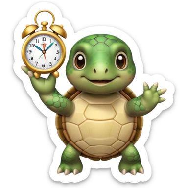 cute turtle hold a clock in hands sticker