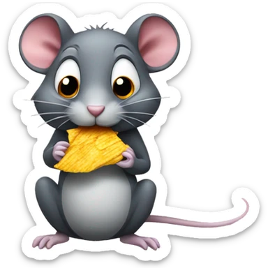 A rat eating spicy chips sticker