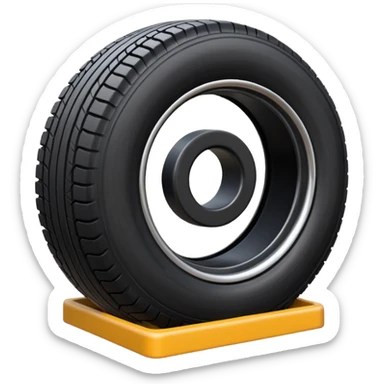 please draw me a emoji of tire - inside the manufacturing factory - getting inspected by machine not the human  sticker