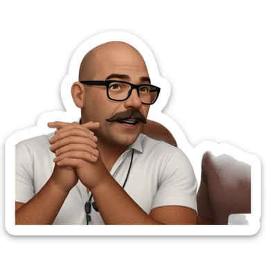 bald man in white shirt sticker