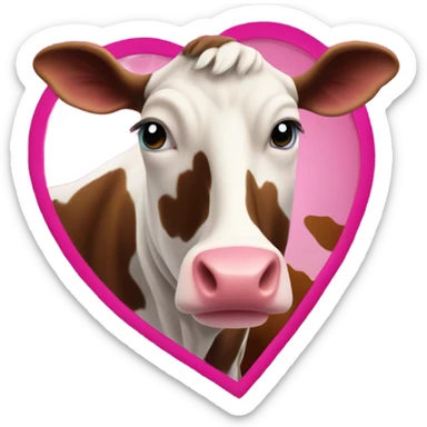 Cow print heart with hot pink lace sticker