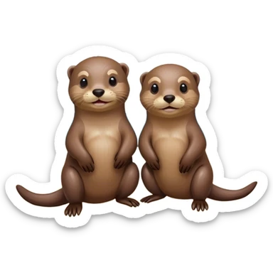 Two otters on tropical beach  sticker