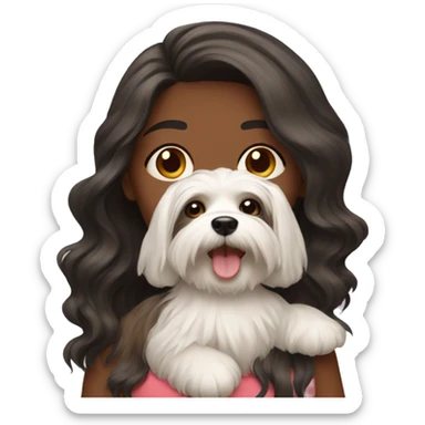 Girl with havanese dog  sticker