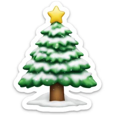 decorated christmas tree with snow on it sticker