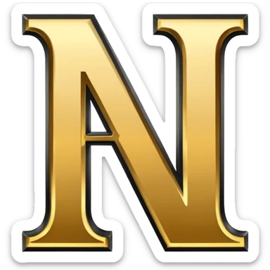 letter N in black and gold sticker