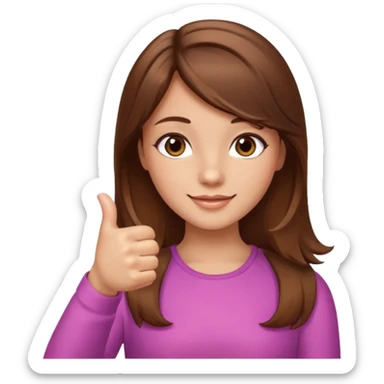 Thumbs up girly nails, brown hair sticker