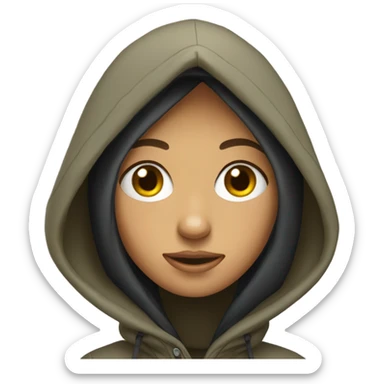 mysterious girl in hooded parka sticker