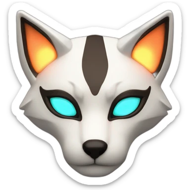 Kitsune mask with glowing neon eyes sticker