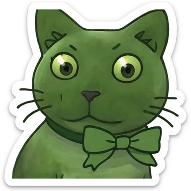 pink cat with bows on ears sticker