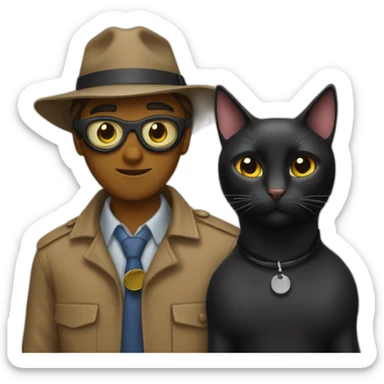 Tabby and black cat detectives sticker