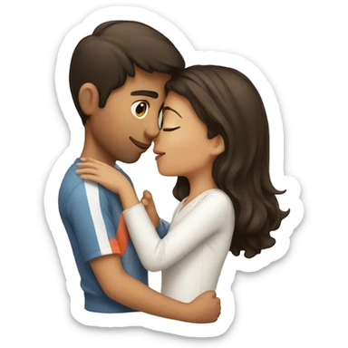 a brunette girl kissing a boy sticker