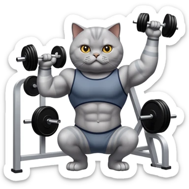 British shorthair training in gym sticker