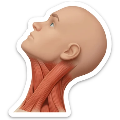 neck outstretched with visible adams apple only. make adams apple very defined and make the neck leaning fuly aback to show off all the fibers in the neck sticker