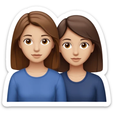 two sisters in their twenties; one has a slightly lighter complexion with lighter skin, brown eyes, and brown hair while the other is slightly tanner, brown eyes, and dark brown hair sticker