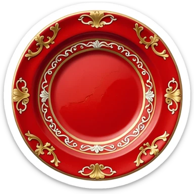antique porcelain red plate  sticker