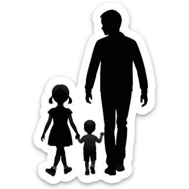 child silhouette walking away from a larger parent silhouette sticker