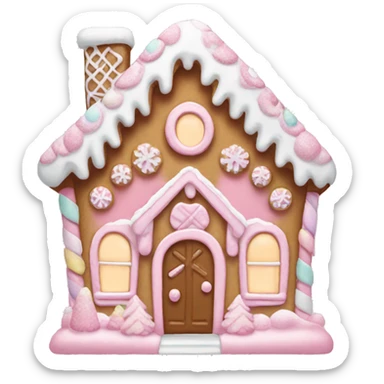 pastel pink gingerbread house sticker