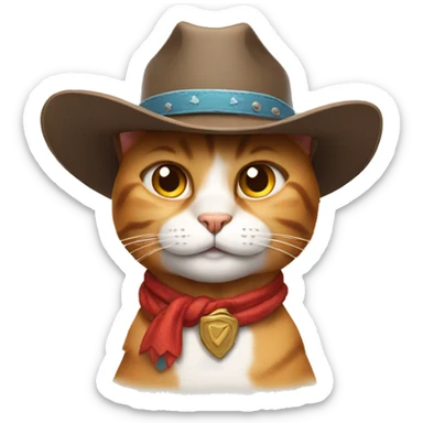 Smirking cat wearing cowboy hat sticker