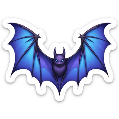Dark fantasy bat wings, symmetrical, sharp edges, deep black with subtle blue-purple highlights, realistic, high detail, isolated on black background sticker