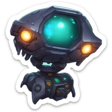 alien corrupted spaceship futuristic roguelike rpg style inspired by hearthstone sticker