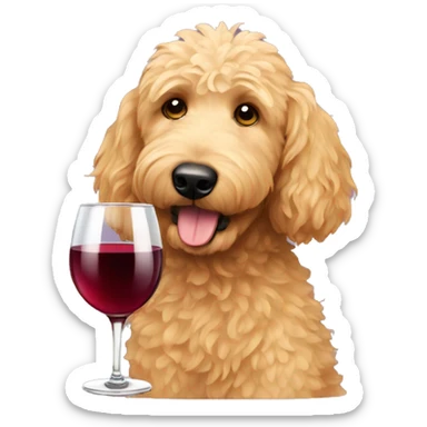 golden doodle drinking wine sticker