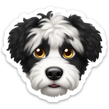 fuzzy black and white dog sticker