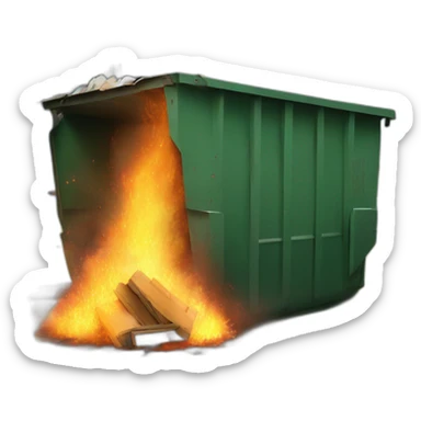 dumpster fire with cms written on it sticker