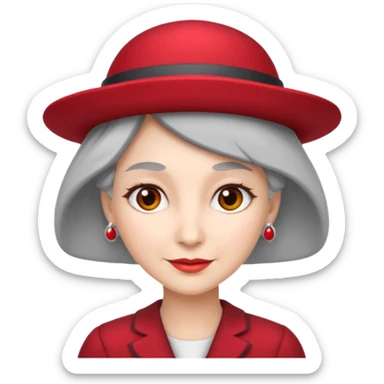 Ladies  Fancy  Red hat gray hair hat grayhair sticker