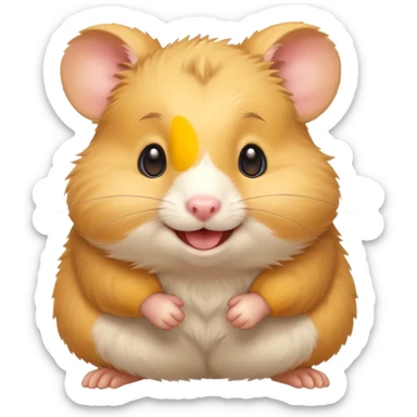 Yellow hamster, smiling, energetic pose
 sticker