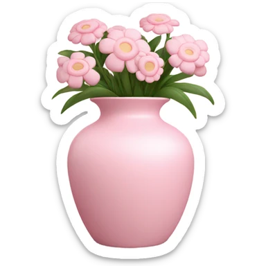 Flowers that are pink in a pink vase with pink flowers on them, baby pink I mean ￼ sticker