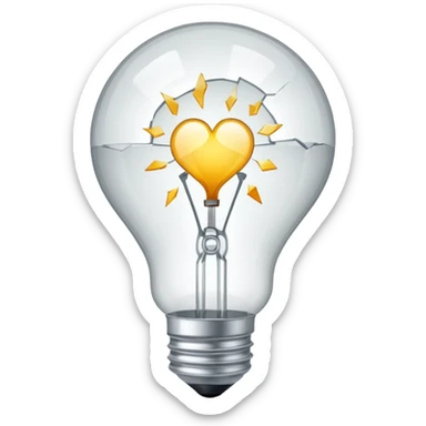 A light bulb broken in half is like a broken heart 💔 sticker