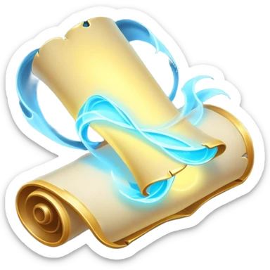 A magical scroll with glowing edges, partially unfurled
Sparkles or light effects around the edges
Color scheme: Parchment yellow with ethereal blue glow sticker