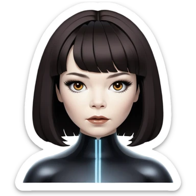 Björk looking exactly like how she looks on the Homogenic Album Cover sticker