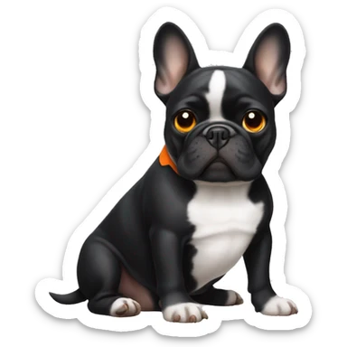 Black French bulldog with orange eyebrows and cheek dots sticker