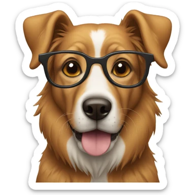 A dog wearing glasses sticker