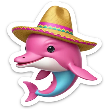 Delfin rosado con sombrero  sticker