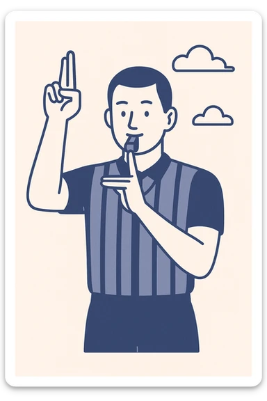 basketball referee making a technical foul signal with a calm face, clear and expressive style sticker