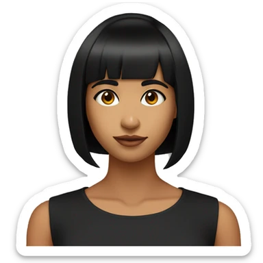 Young Indian women straight bob haircut with bangs (black hair) (Wearing black sleeveless top)) sticker