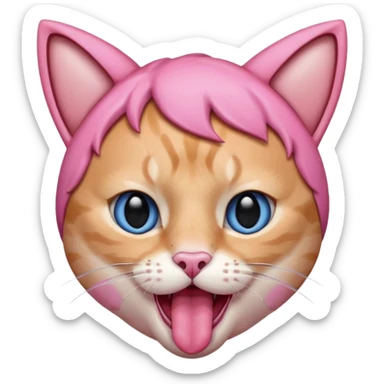 mark zuckerburg pink cats ears tongue out blushing sticker