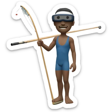 a swimmer with a Monmouth Baricoda  with a fishing rod in his hand in VR sticker