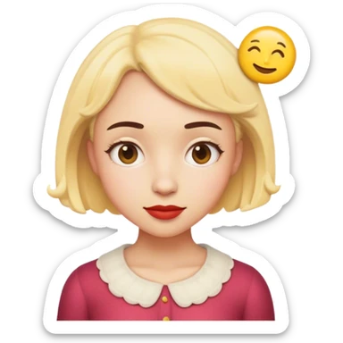 Cinematic Realistic Am√©lie Pop Culture Emoji, featuring a whimsical, charming portrayal inspired by the iconic French film rendered with delicate textures and nostalgic, soft lighting. sticker